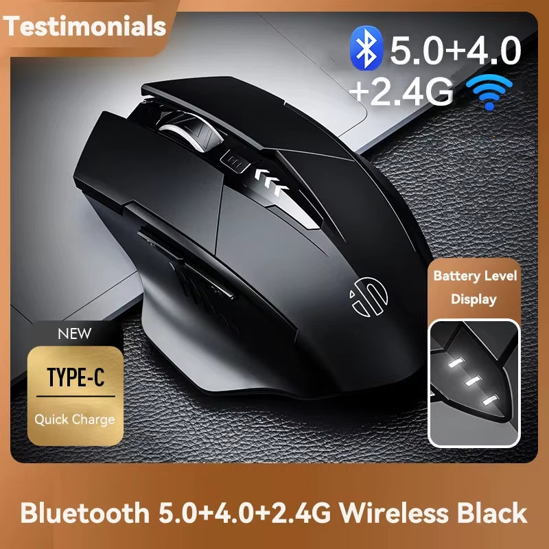 Bluetooth Compatible Mouse Rechargeable 2.4G Wireless Mouse Office Mute Support PC Laptop Tablet Smartphone Universal
