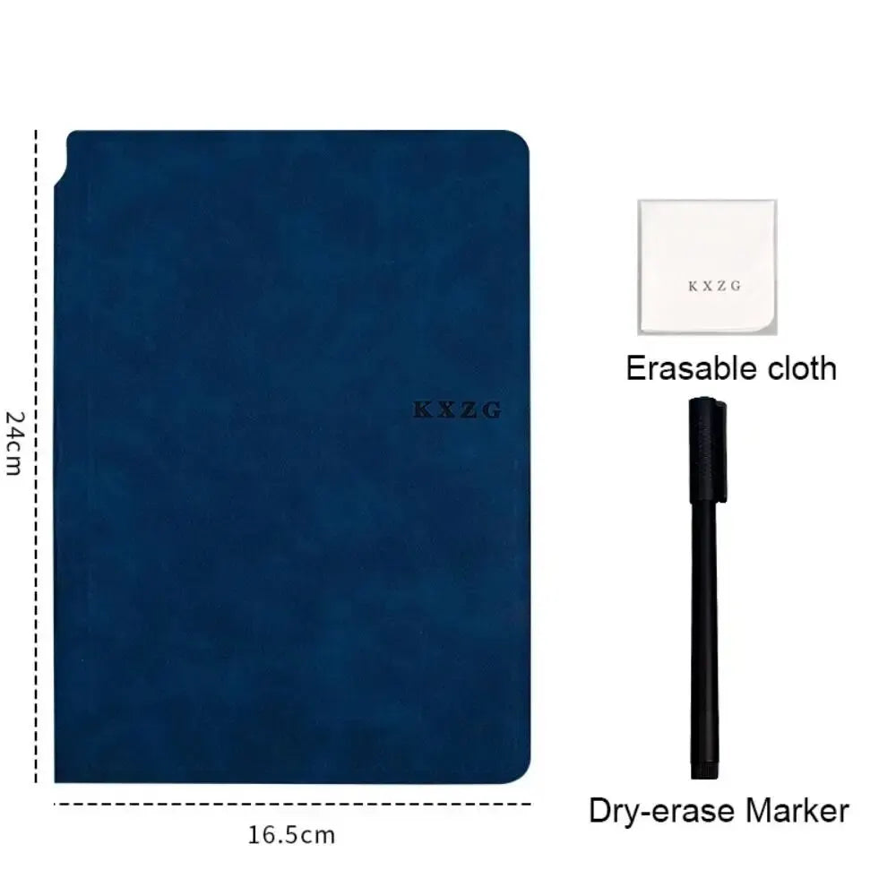 1 Pcs Reusable Whiteboard Notebook Set with Whiteboard Pen Erasing Cloth Leather Memo Pad Weekly Planner Portable Stylish Office