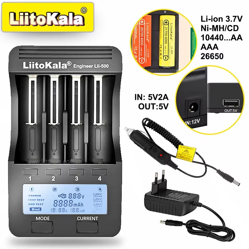 Lii-600 Battery Charger 12V5A for Li-Ion 3.7V and Nimh 1.2V Battery Lii-202 402 Lii-S8 S12 Lii-500 18650 26650 AA AAA