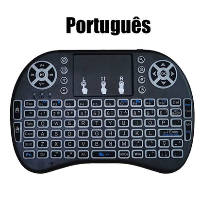 2.4G Air Mouse with Touchpad Keyboard I8 Arabic French Spanish Russian Backlit Mini Wireless Keyboard for PC Android TV Box