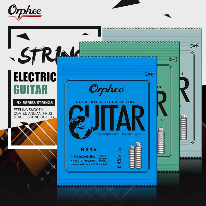 Electric Guitar Strings Set RX Series Hexagonal Carbon Steel 6 String for Electric Guitar Accessories Practice Use