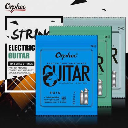 Electric Guitar Strings Set RX Series Hexagonal Carbon Steel 6 String for Electric Guitar Accessories Practice Use