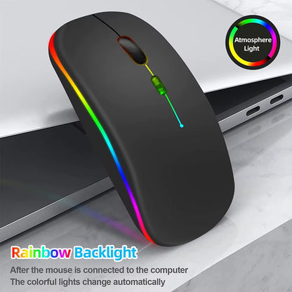 LED Wireless Mouse USB Rechargeable Bluetooth-Compatible RGB Mouse Silent Ergonomic Mouse with Backlight for Laptop PC Ipad