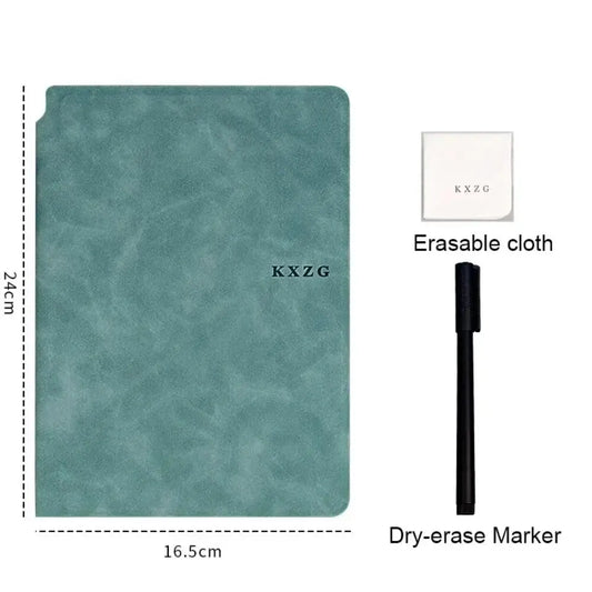 1 Pcs Reusable Whiteboard Notebook Set with Whiteboard Pen Erasing Cloth Leather Memo Pad Weekly Planner Portable Stylish Office