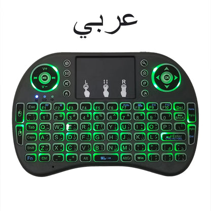 2.4G Air Mouse with Touchpad Keyboard I8 Arabic French Spanish Russian Backlit Mini Wireless Keyboard for PC Android TV Box