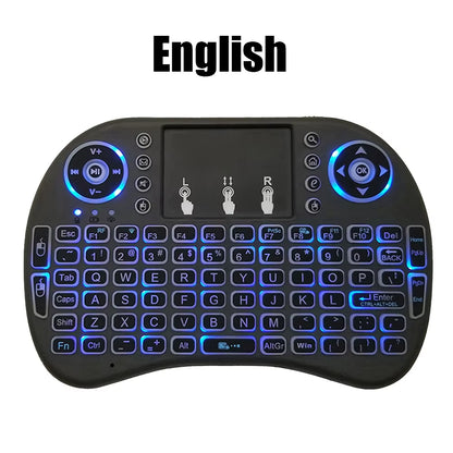 2.4G Air Mouse with Touchpad Keyboard I8 Arabic French Spanish Russian Backlit Mini Wireless Keyboard for PC Android TV Box