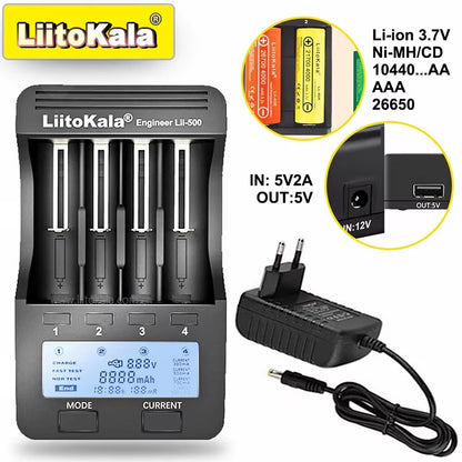 Lii-600 Battery Charger 12V5A for Li-Ion 3.7V and Nimh 1.2V Battery Lii-202 402 Lii-S8 S12 Lii-500 18650 26650 AA AAA
