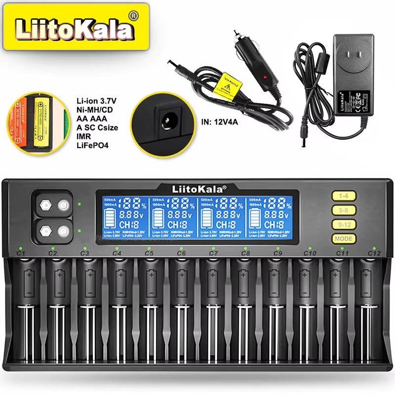 Lii-600 Battery Charger 12V5A for Li-Ion 3.7V and Nimh 1.2V Battery Lii-202 402 Lii-S8 S12 Lii-500 18650 26650 AA AAA