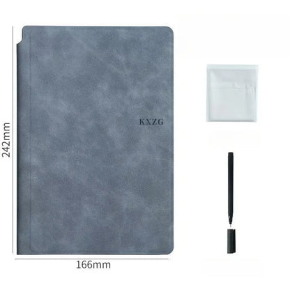 1 Pcs Reusable Whiteboard Notebook Set with Whiteboard Pen Erasing Cloth Leather Memo Pad Weekly Planner Portable Stylish Office