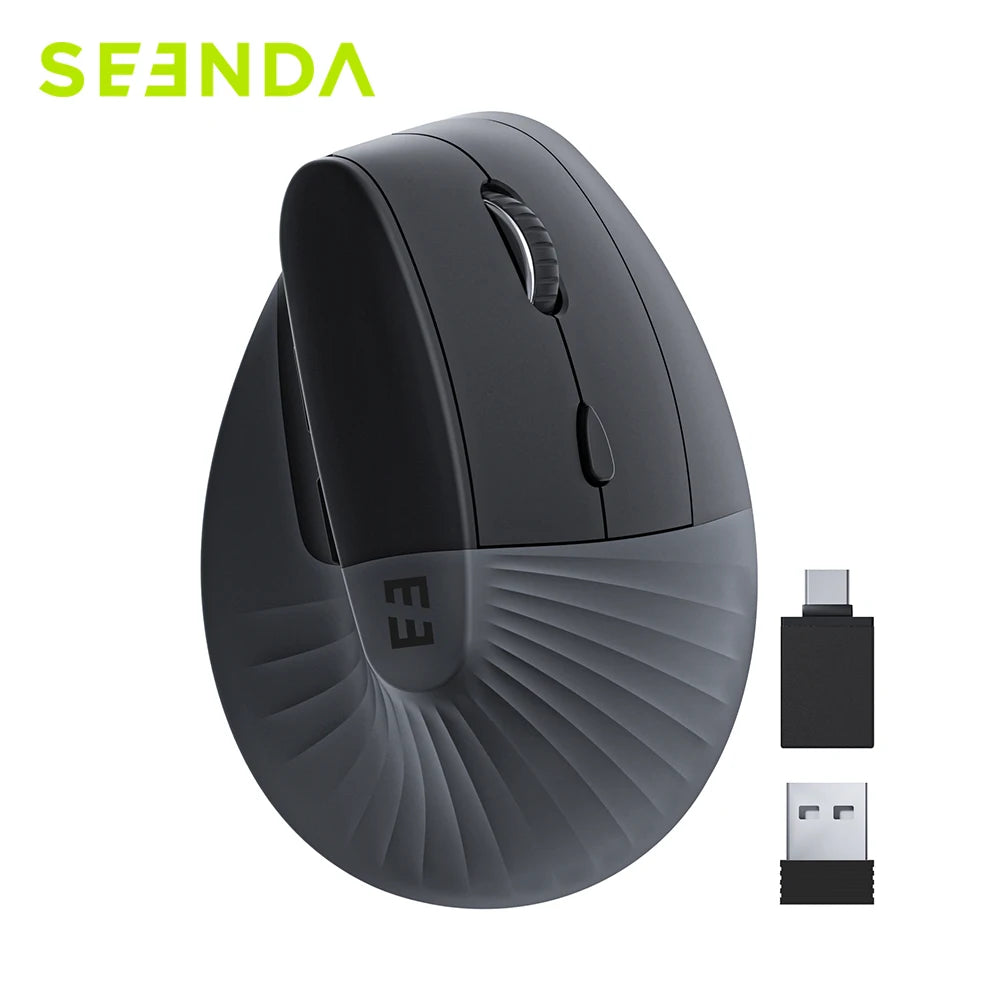 Vertical Wireless Mouse Type C Rechargeable Ergonomic USB & Type C Mice for Laptop Laptop PC Macbook Windows Android