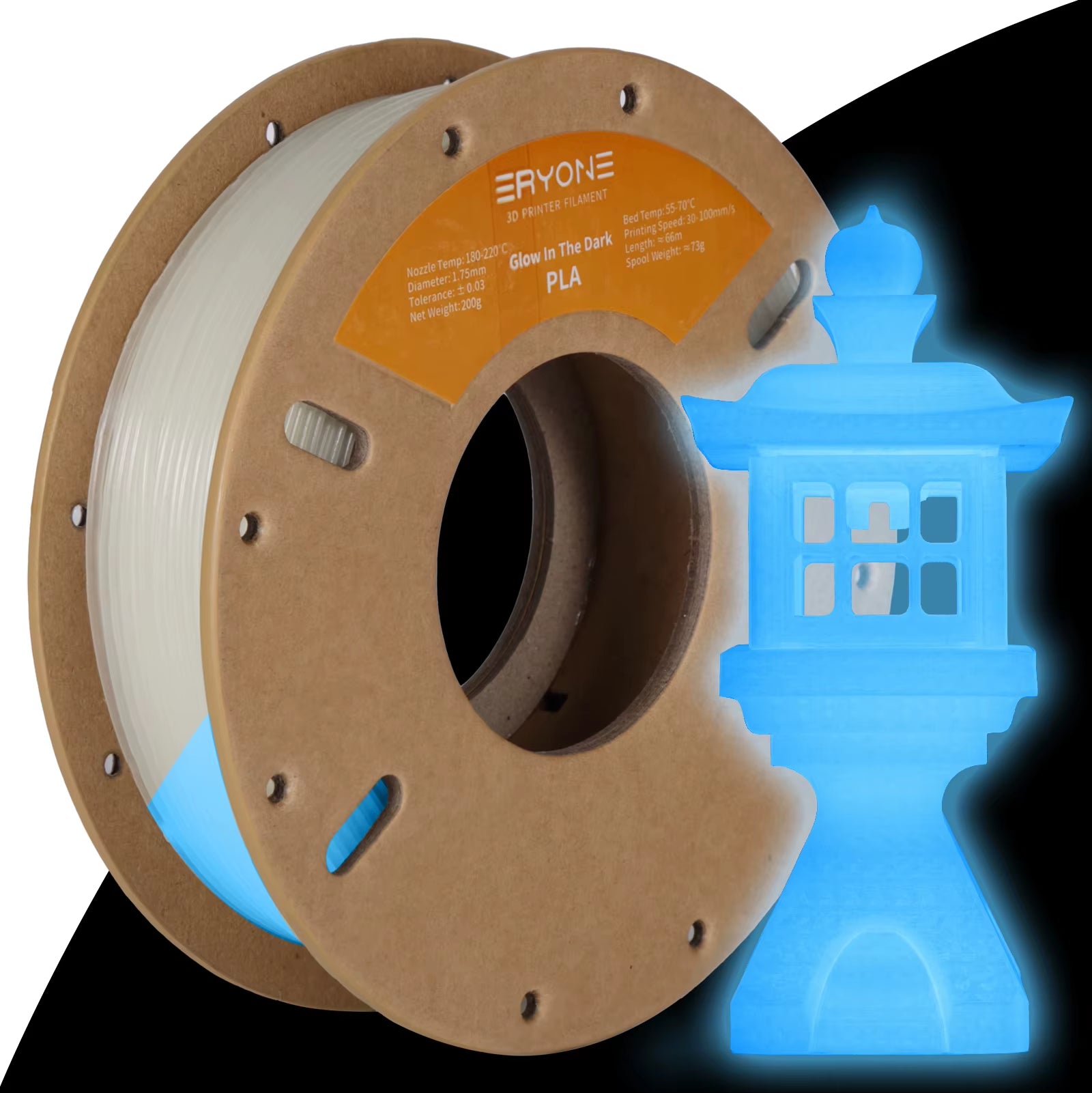 200G PLA Filament Glow in the Dark Premium 3D Print（Absorbs Sunlight or Daylight）,200G Pla Filament Glow in the Dark