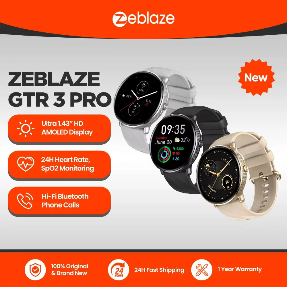 GTR 3 Pro Voice Calling Smart Watch 1.43" AMOLED Display 316L Stainless Steel Frame Fitness Tracking Smartwatch