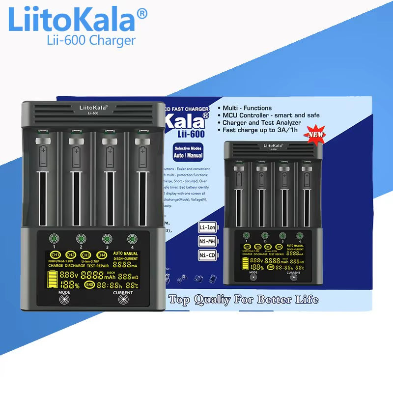 Lii-600 Battery Charger 12V5A for Li-Ion 3.7V and Nimh 1.2V Battery Lii-202 402 Lii-S8 S12 Lii-500 18650 26650 AA AAA