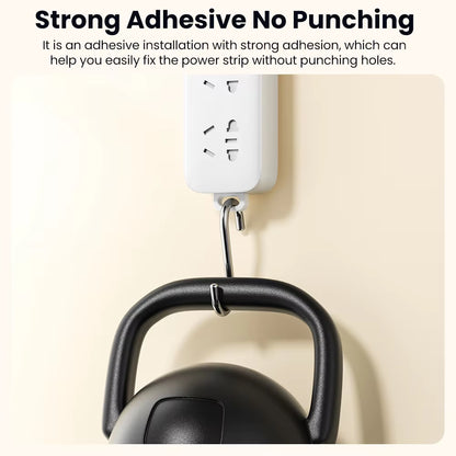 Self-Adhesive Power Socket Strip Fixator Wall Mounted Self Adhesive Punch Free Row Plug Holder for Kitchen Home Office