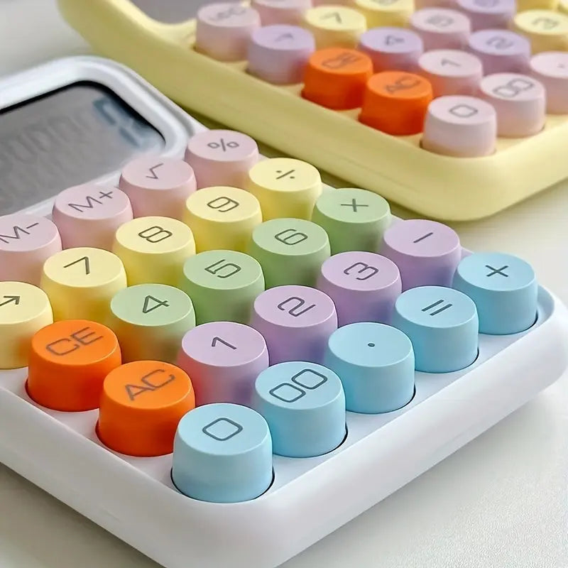 1Pc Keyboard Calculator Office 12-Digit Mechanical Calculator Cute Candy Color Calculator Desktop Stationery