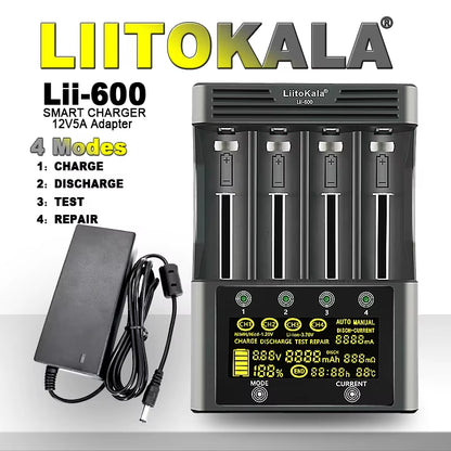 Lii-600 Battery Charger 12V5A for Li-Ion 3.7V and Nimh 1.2V Battery Lii-202 402 Lii-S8 S12 Lii-500 18650 26650 AA AAA