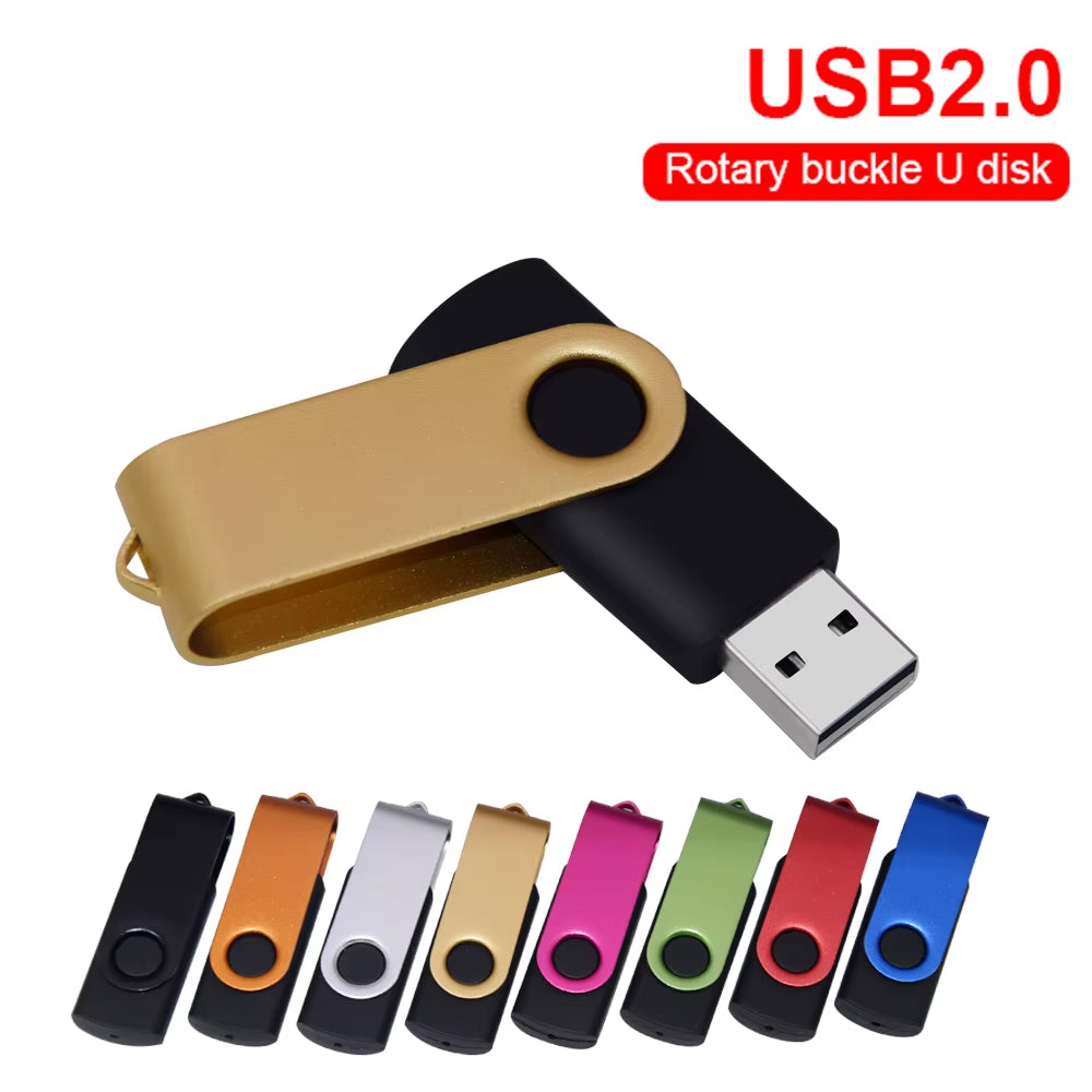 Fashion Rotatable USB 2.0 Flash Drive 128GB 64GB 32GB Colorful High Speed 16GB 8GB Memory Stick Waterproof Flash Disk Pendrive