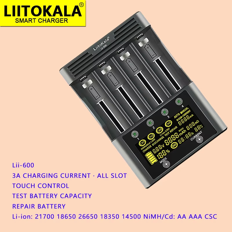 Lii-600 Battery Charger 12V5A for Li-Ion 3.7V and Nimh 1.2V Battery Lii-202 402 Lii-S8 S12 Lii-500 18650 26650 AA AAA