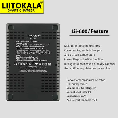 Lii-600 Battery Charger 12V5A for Li-Ion 3.7V and Nimh 1.2V Battery Lii-202 402 Lii-S8 S12 Lii-500 18650 26650 AA AAA