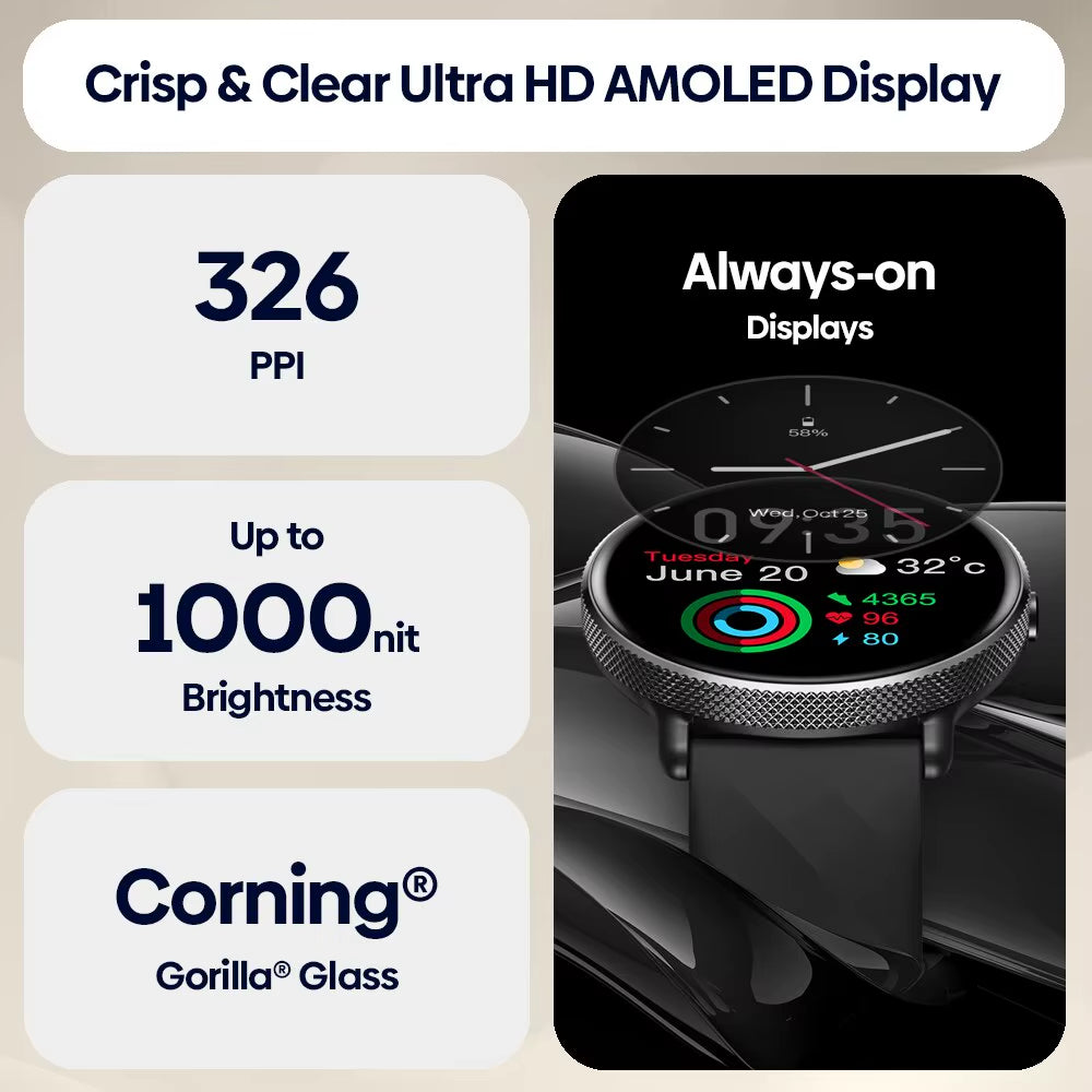 GTR 3 Pro Voice Calling Smart Watch 1.43" AMOLED Display 316L Stainless Steel Frame Fitness Tracking Smartwatch