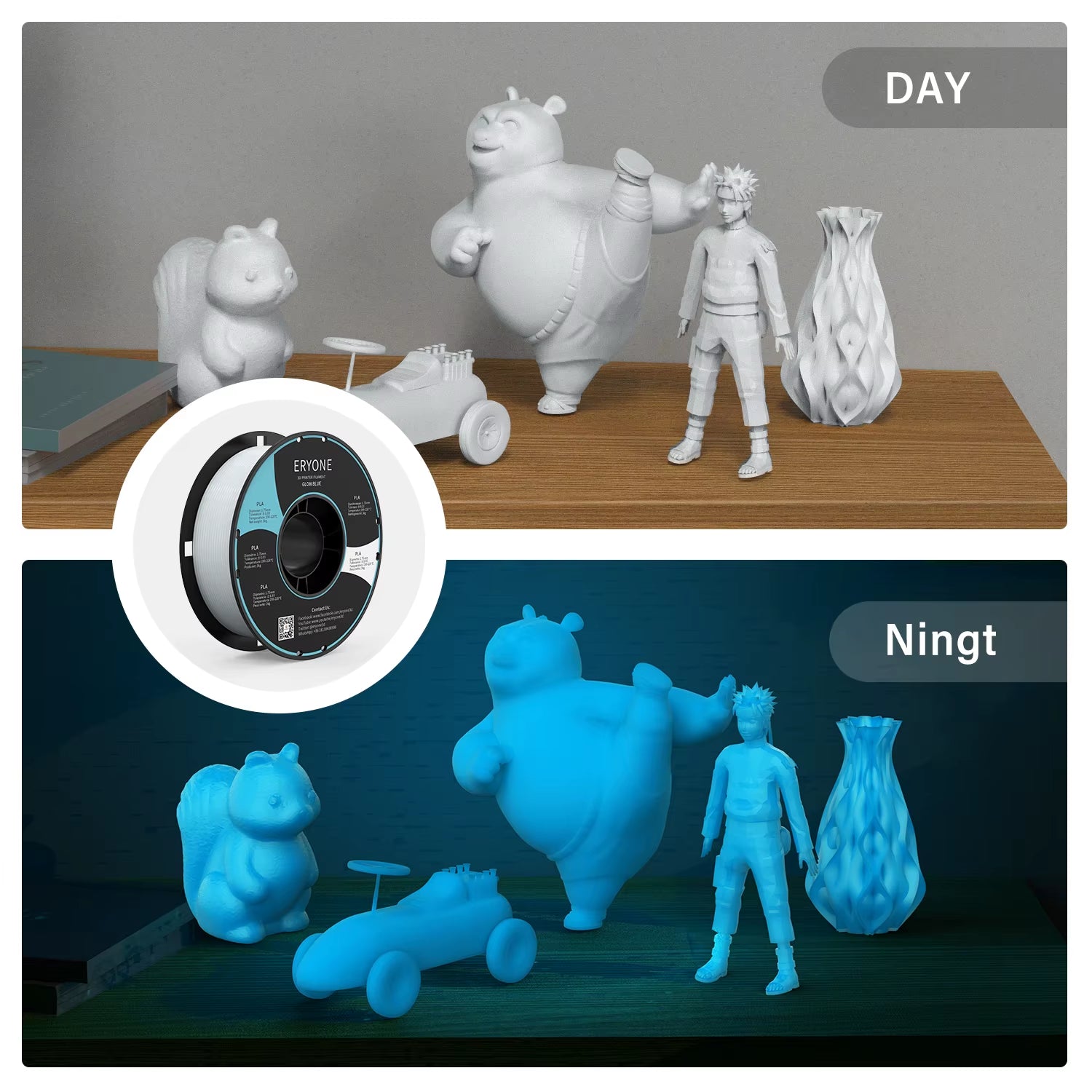 200G PLA Filament Glow in the Dark Premium 3D Print（Absorbs Sunlight or Daylight）,200G Pla Filament Glow in the Dark
