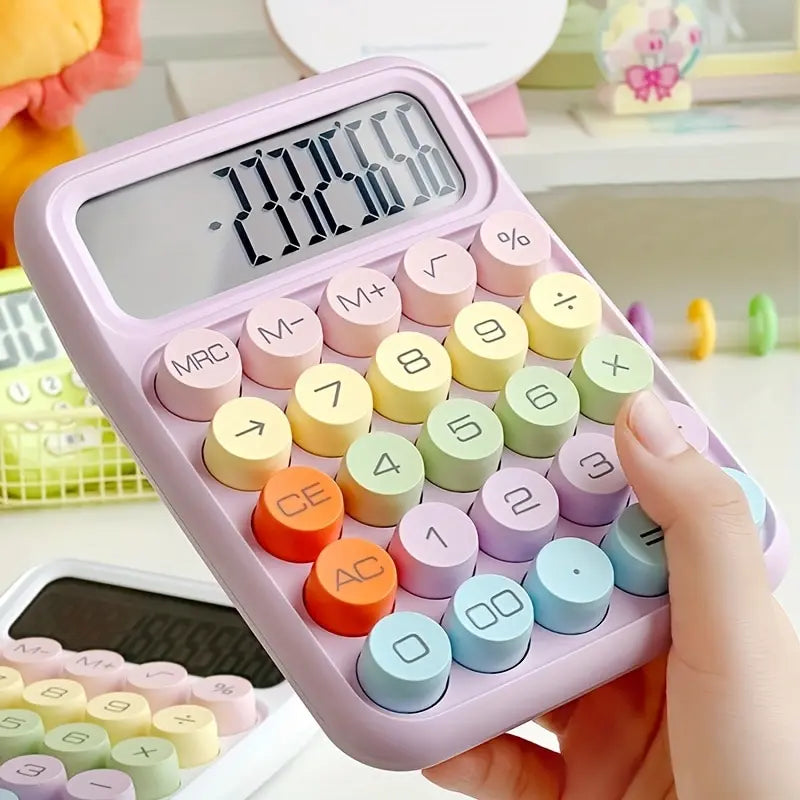 1Pc Keyboard Calculator Office 12-Digit Mechanical Calculator Cute Candy Color Calculator Desktop Stationery