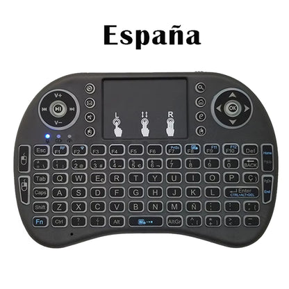2.4G Air Mouse with Touchpad Keyboard I8 Arabic French Spanish Russian Backlit Mini Wireless Keyboard for PC Android TV Box