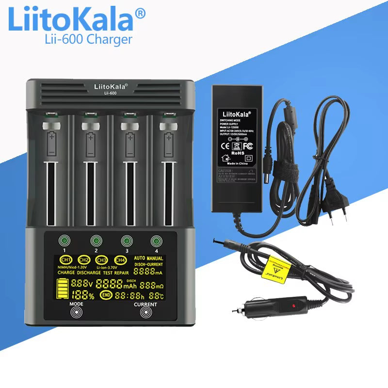 Lii-600 Battery Charger 12V5A for Li-Ion 3.7V and Nimh 1.2V Battery Lii-202 402 Lii-S8 S12 Lii-500 18650 26650 AA AAA