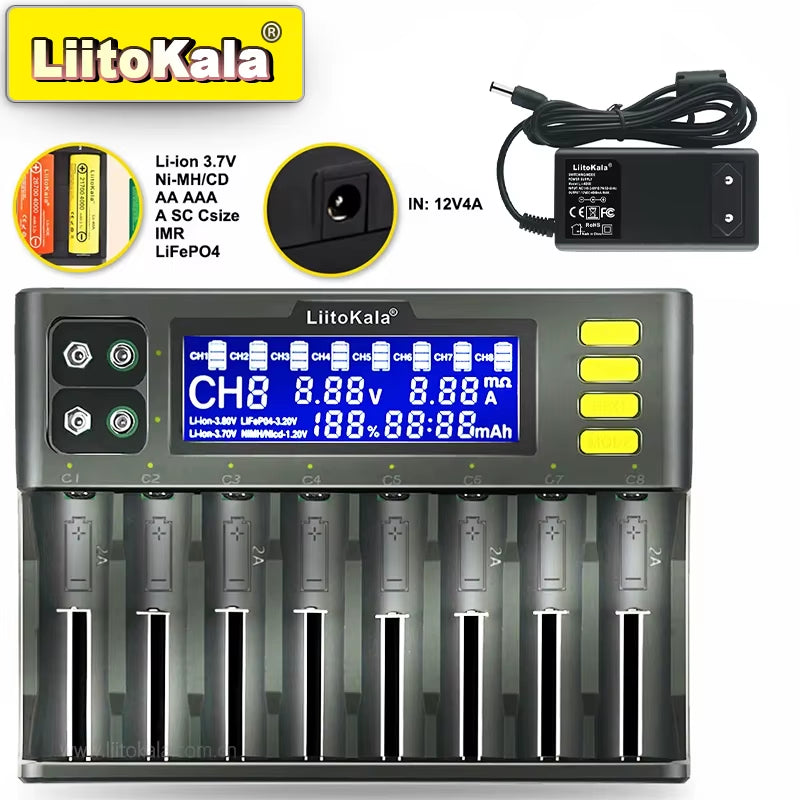 Lii-600 Battery Charger 12V5A for Li-Ion 3.7V and Nimh 1.2V Battery Lii-202 402 Lii-S8 S12 Lii-500 18650 26650 AA AAA