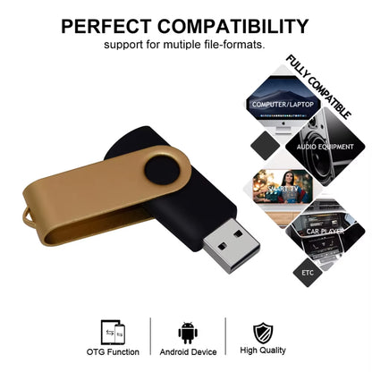 Fashion Rotatable USB 2.0 Flash Drive 128GB 64GB 32GB Colorful High Speed 16GB 8GB Memory Stick Waterproof Flash Disk Pendrive